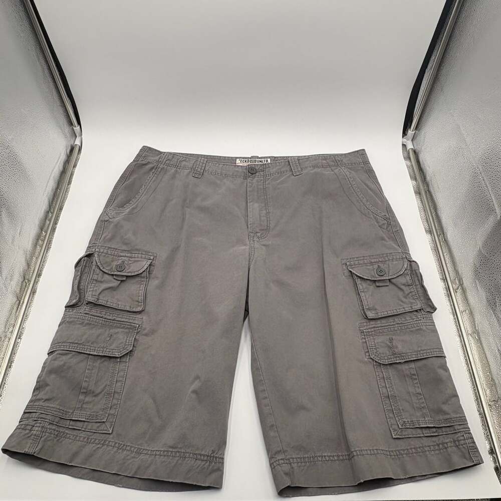 Ecko Unltd Cargo Shorts Size W-40 Gray Cotton Multi Pocket Casual